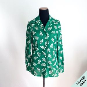 VINTAGE 70's Green Grapes Long Sleeve Shirt